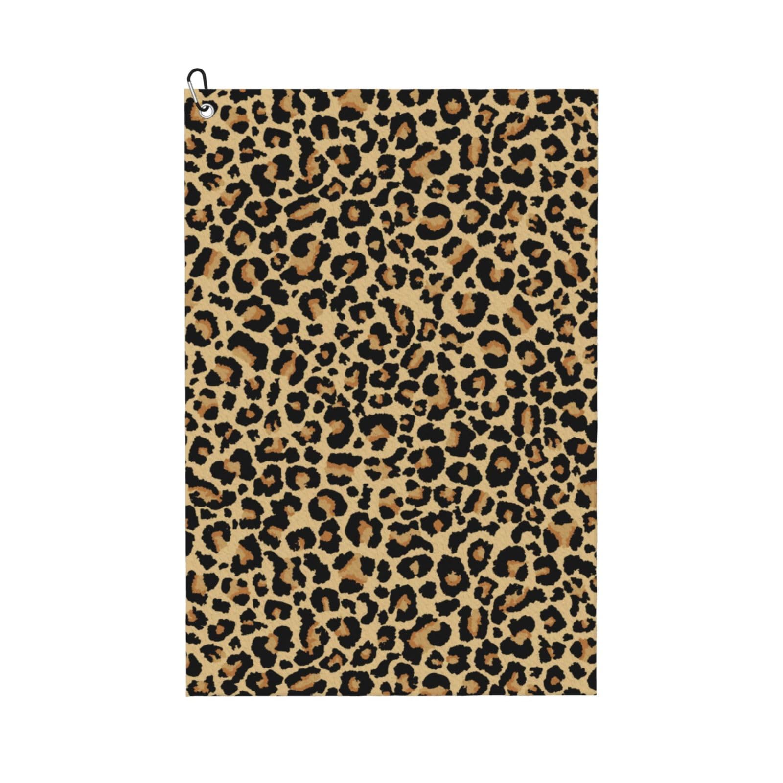 Salelf Leopard Print for Golf Towel - Extra-Large 16.1” X 24” Tri-Fold Portable Absorbent Waffle Pattern Golf Bag with Carabiner Clip to Quickly Remove Sand, Mud, Dirt and Sweat