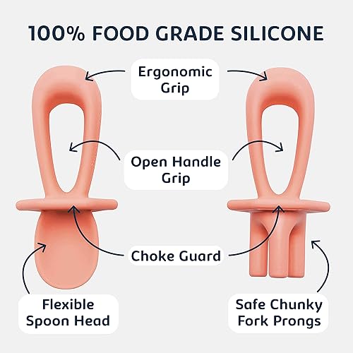 Miniatura 4 de Tiny Twinkle Utensilios de entrenamiento de silicona Cucharas y tenedores para bebés para entrenamiento de autoalimentación Utensilios de destete