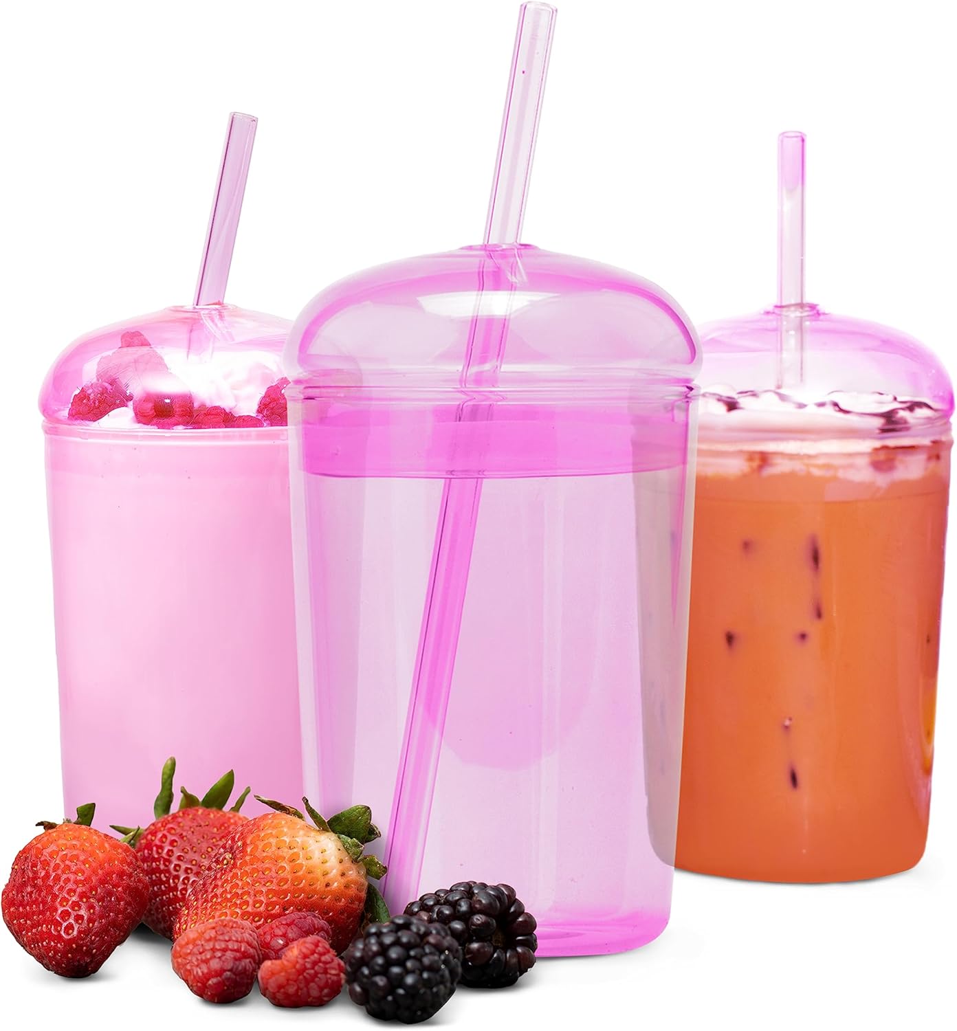 Maplefield Glass Tumbler with Dome Lid for Frappes