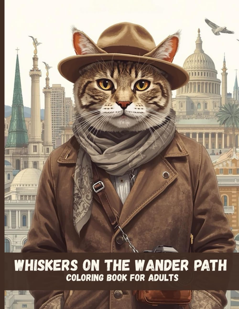 Whiskers on the Wander Path: A Relaxing Adult Coloring Book Featuring an Adventurous Explorer Cat