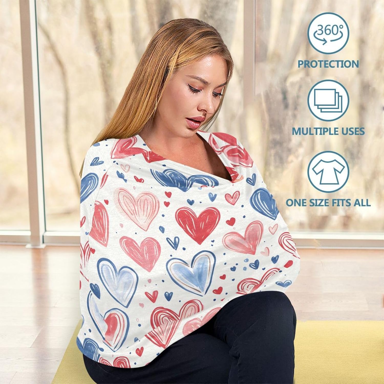 Lyeorm Valentine's Day Hearts Car Seat Covers for Babies Breathable Nursing Breastfeeding Cover Multi-Use Infant Carseat Canopy and Stroller Cover for Boys Girls 6 710f6fBOuBL. AC SL1500