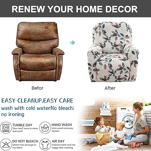 Vista 238 de Eco-Ancheng Fundas reclinables Lazyboy de 4 piezas, fundas para sofá reclinable, fundas antideslizantes para sillas reclinables, con bolsillos de 22