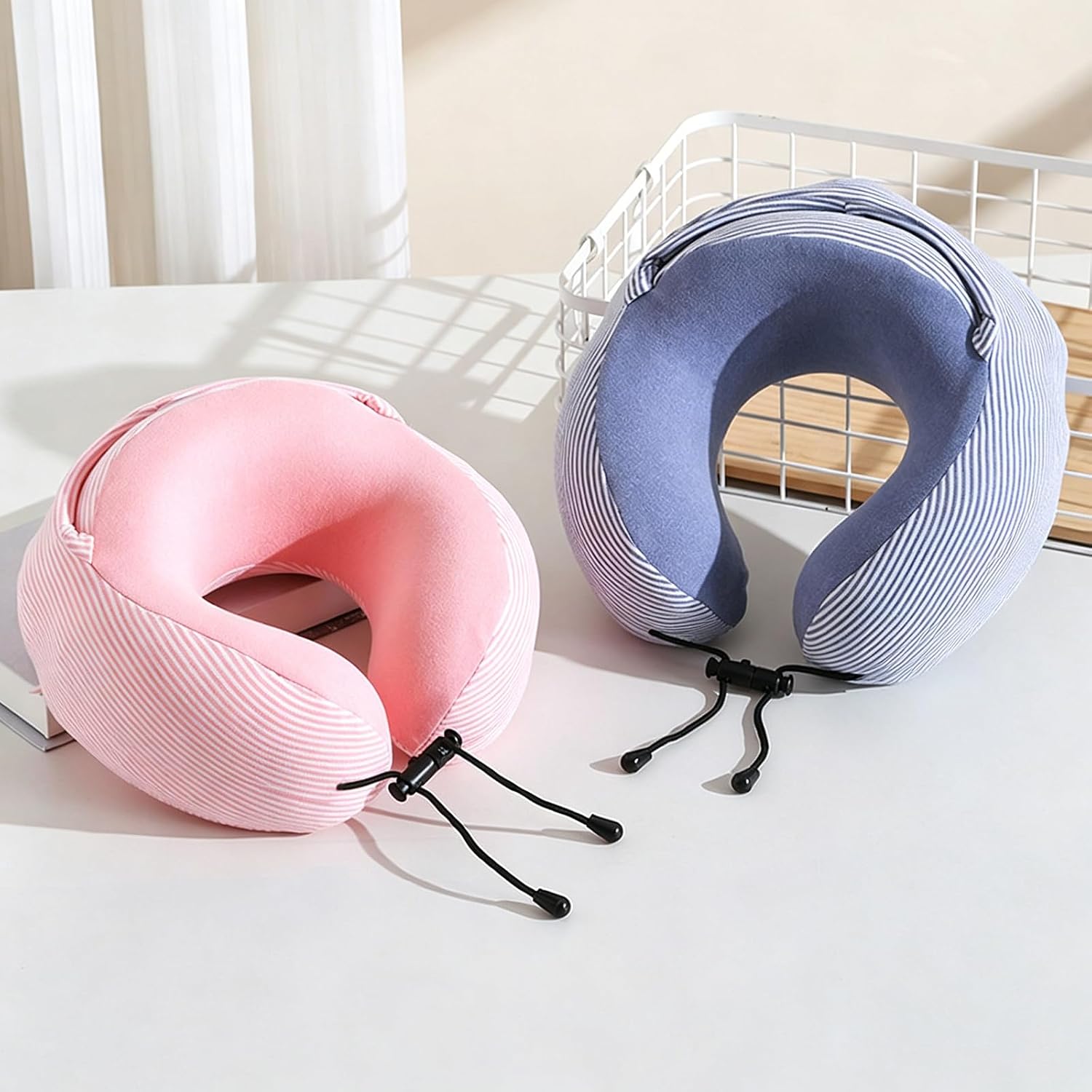 Mjaie U Shape Neck Pillow Craft of Breathable Polyester Fabric Ideal for Long Flight and Offices Rest
