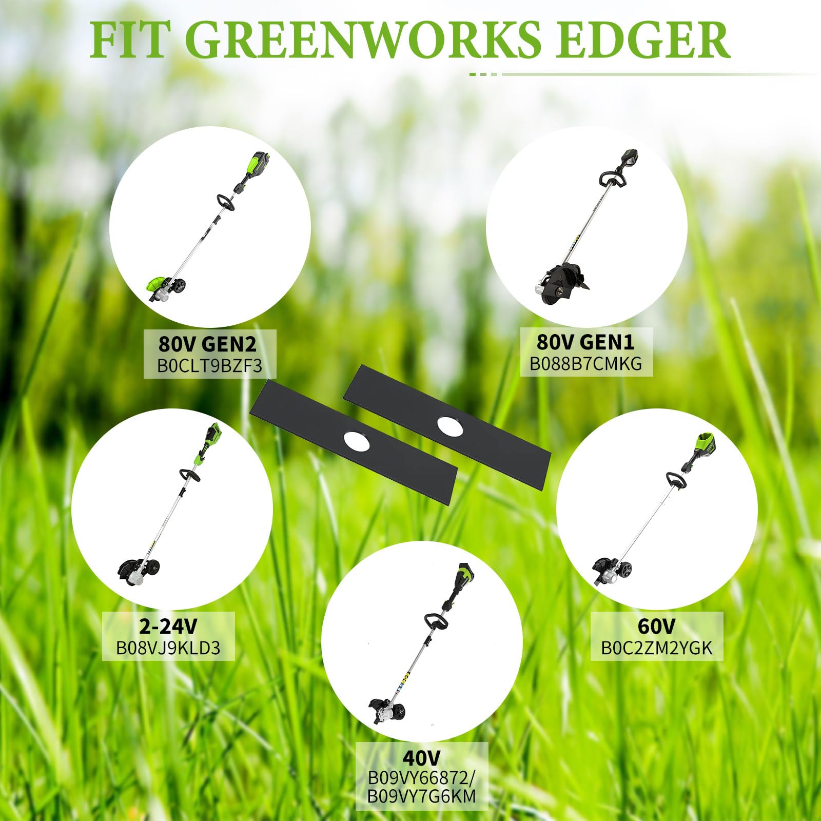 5 cuchillas giratorias para bordeadora (8 x 2 pulgadas) con agujero de 1 pulgada, adecuadas para la mayoría de bordeadoras, compatibles con Stihl, Ego, Echo, Ryobi, Kobalt Edger, reemplaza 720-237-001