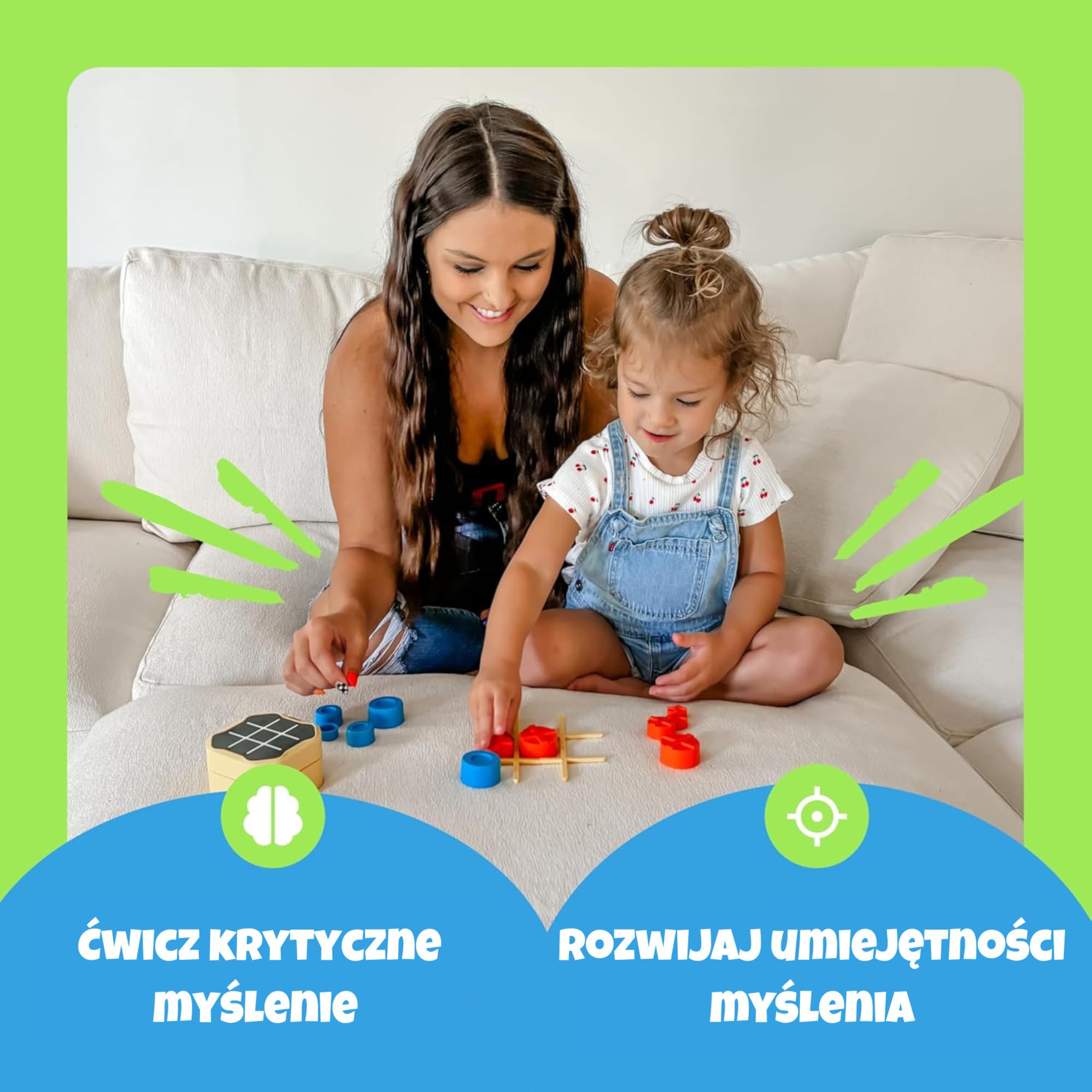 GiiKER Tic Tac Toe Bolt Game, przenośna konsola do gier logicznych 3 w 1, przenośne gry podróżne dla edukacji i rozwoju pamięci, prezenty urodzinowe dla wszystkich grup wiekowych (zielony)