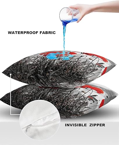 Miniatura 4 de Juego de 2 fundas de almohada abstractas de flores rojas y campos de amapola para exteriores, fundas de almohada decorativas impermeables, fundas de