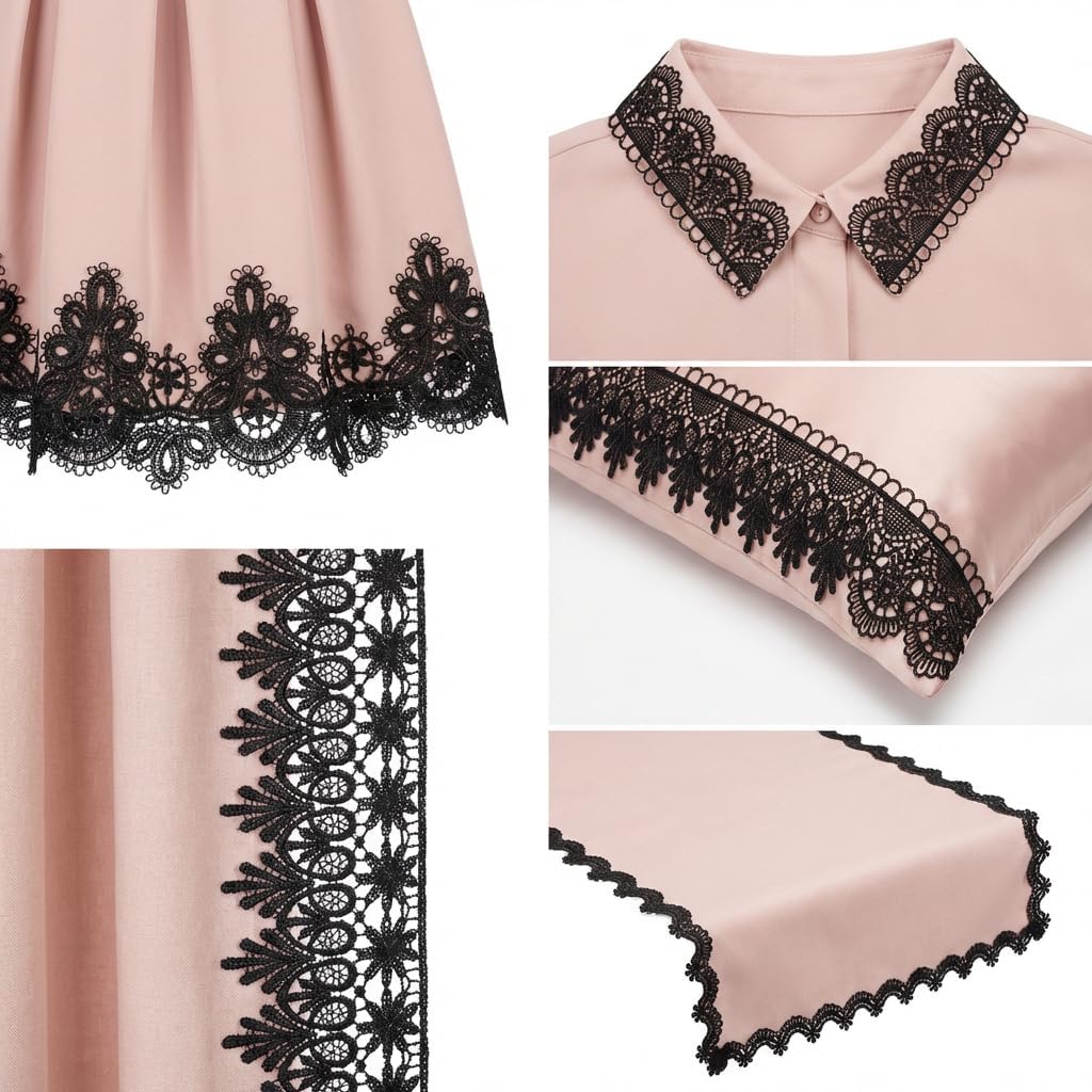 IDONGCAI Black Venise Lace Trim 10Yards Floral Applique for Sewing & Crafts | Intricate embroidery for gothic costumes, bridal alterations,and craft projects.Durable,easy-to-sew lace with elegant finish