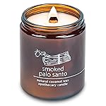 Hemlock Park Crackling Wood Wick Candle Handcrafted with Natural Coconut Wax (Standard 8 oz, Smoked Palo Santo)
