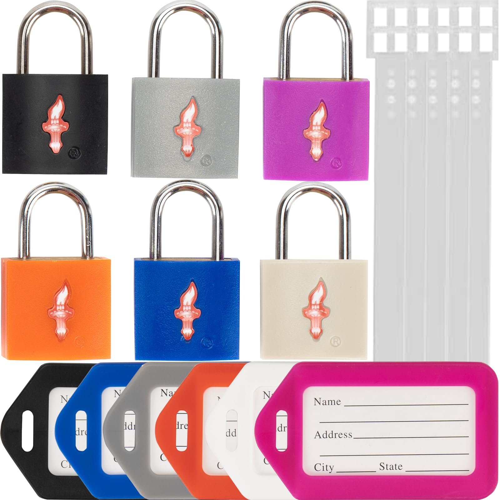 6 Pack Color Mixed TSA Luggage Locks with Key and Travel Tag - TSA Approved, Family Set Lock for Backpacks, Bags and Luggage