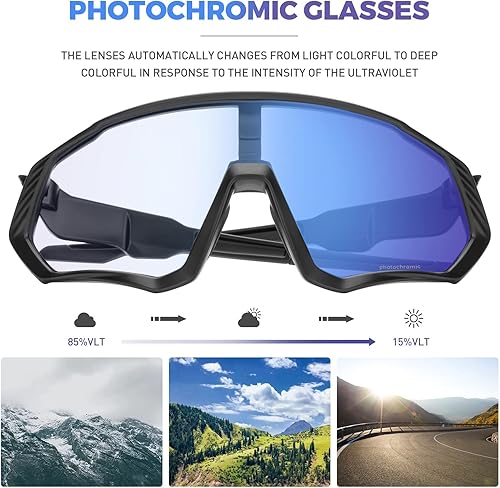 Miniatura 10 de KAPVOE Gafas de ciclismo fotocromáticas para hombres y mujeres, gafas de sol de bicicleta de montaña claras MTB