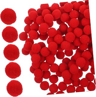 Toyvian 500 Pçs Acessórios Vermelhos Scrump Brinquedos Elásticos De Pelúcia Pompom Felpudo Pom Pom Artesanato Pom Pom Bola De Pelúcia Colorida Bola De Poliéster Material DIY Material