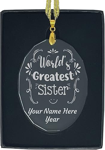 Miniatura 8 de LaserGram Personalized Glass Christmas Ornament, World's Greatest Sister, Custom Laser Engraved Gift Idea (Diamond Shape)