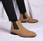 kkdom Men Chelsea Boots Leather Ankle Dress Boots