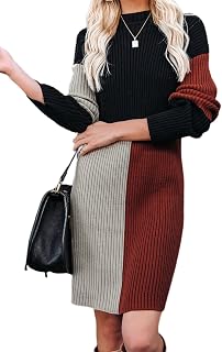 MIRANSH Women's Color Block Knit Sweater Dress Price In India