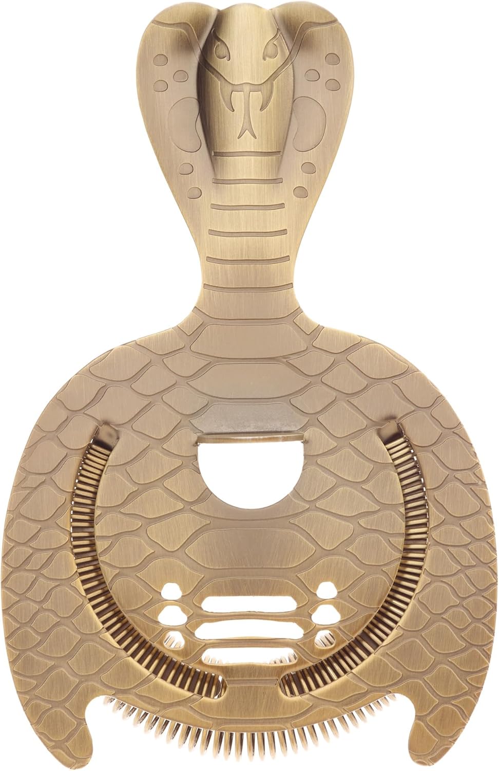 Venym by Barfly Spring Bar Strainer with Cobra Design Handle, Antique Brass