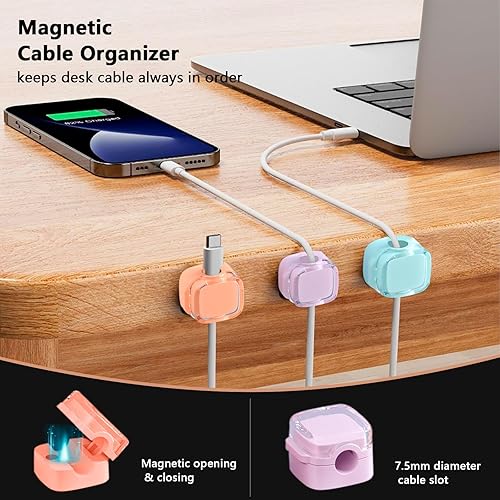 Miniatura 5 de Organizador de cables, organizador de clip, clip magnético para alambre, soporte de alambre autoadhesivo debajo del escritorio, gestión de cables,