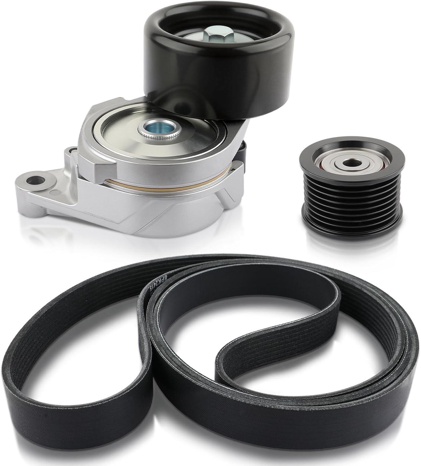 SK89378 Serpentine Belt Tensioner 1660338010 Idler Pulley K080948 Belt Kit Compatible with Lexus GX460 V8 4.6L 2010-2018 Compatible with Toyota Land Cruiser 2008-2018