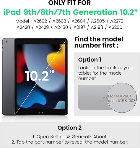 Miniatura 2 de SEYMAC Funda para iPad de 9ª/8ª/7ª generación de 10.2" 2021-2019, funda protectora resistente a prueba de golpes con protector de pantalla, soporte
