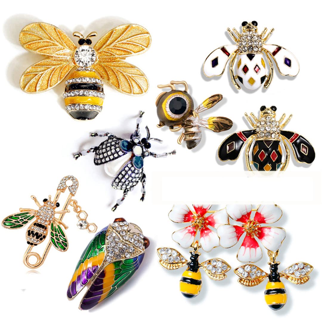 HLTYGWX Api Spille smaltate Metallo Insetti Coleotteri Spille Spilla per Colletto Sciarpa Clip Maglione Abito Gioielli 22