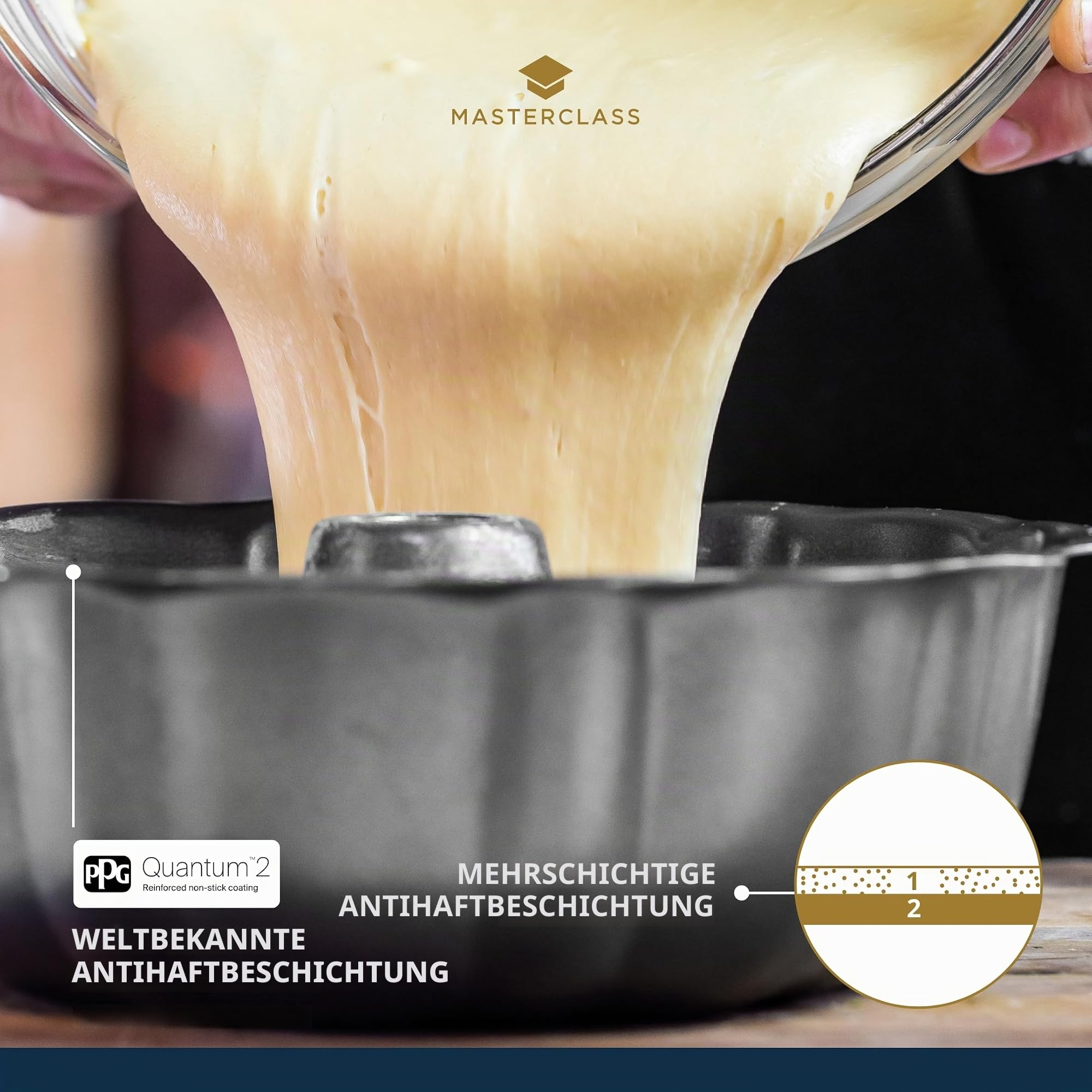 MasterClass Antihaft-Napfkuchen/Gugelhupf-Backform, Stahl, Grau