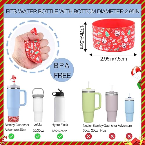 Miniatura 2 de Adornos de paja de Navidad compatibles con cubiertas de popote Stanley Cup para vasos de 3040 onzas, 5 accesorios para vasos Stanley, incluye funda