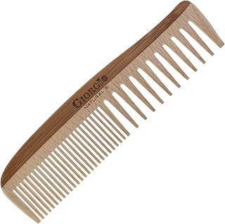 Giorgio GIONAT6 Natural Wooden Comb Hair Detangler - Half Fine Tooth and Wide Tooth Comb for Curly Hair, Bamboo and Beechwood Hair Combs for Thick Hair - Organic Wooden Hair Comb for Men and Women