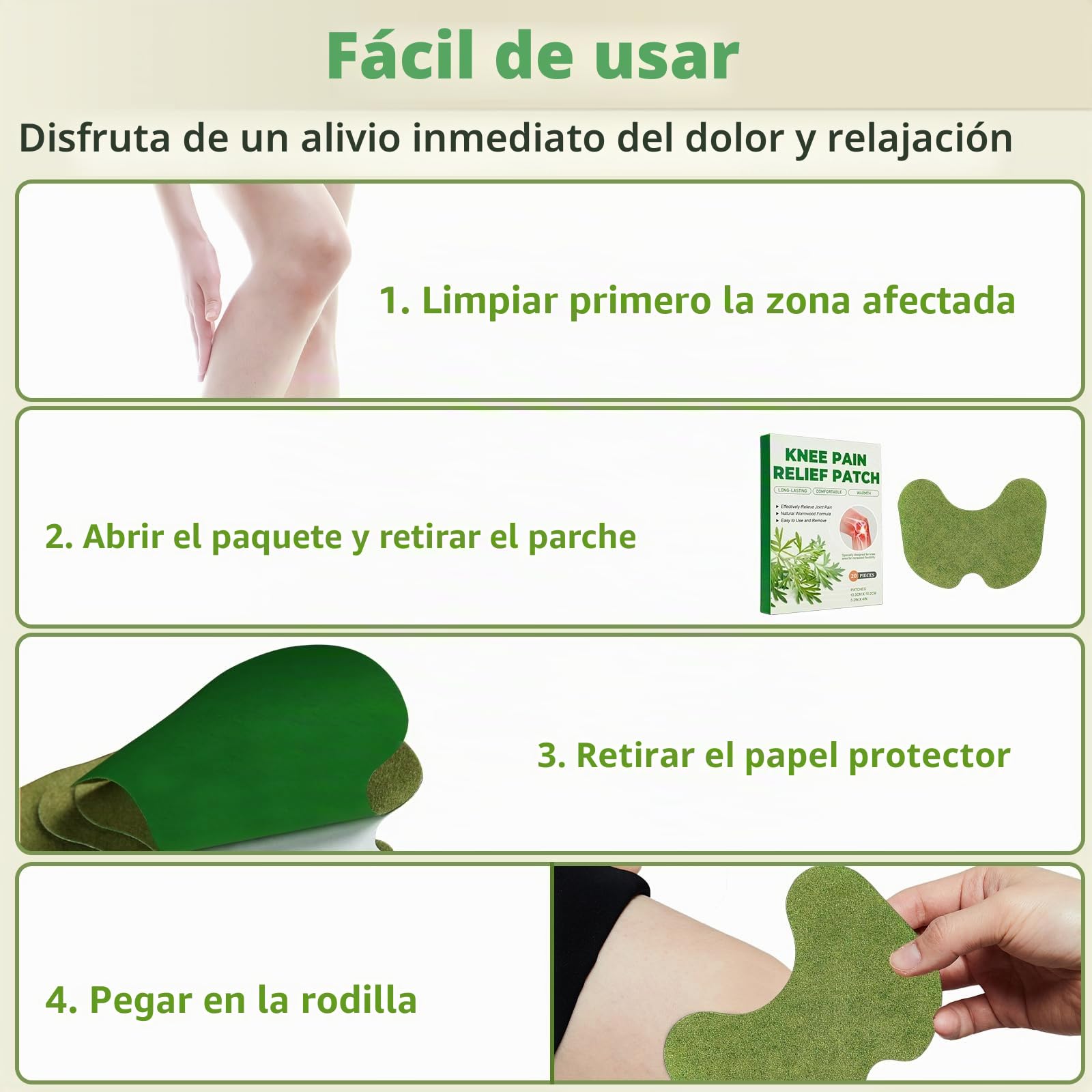 Holilo Parche para Aliviar el Dolor de Rodilla, 40 Parches Dolor Rodilla, Parches para Aliviar el Dolor de Ajenjo para Inflamación de Rodilla, Espalda, Hombros y Cuello