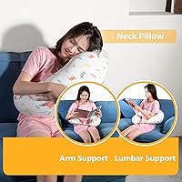 Vista 5 de BYRIVER Almohada de embarazo en forma de C con funda, almohada de rodilla para dormir de lado, rodillas, piernas, dolor de cadera, almohada