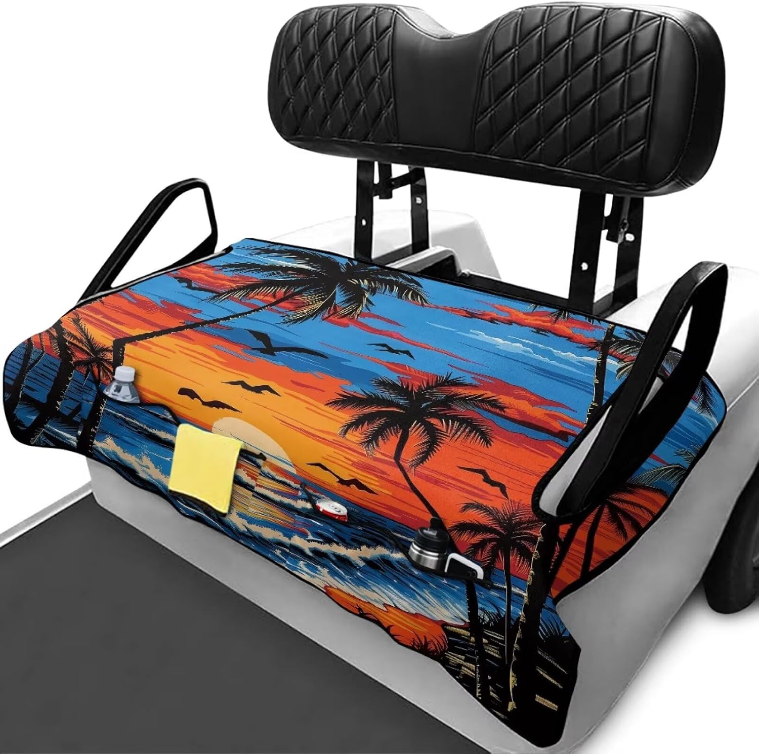 Universal Golf Cart Seat Cover with 4 Pockets Soft Golf Cart Seat Towel Blanket Fits 2-Seat Golf Carts image 2