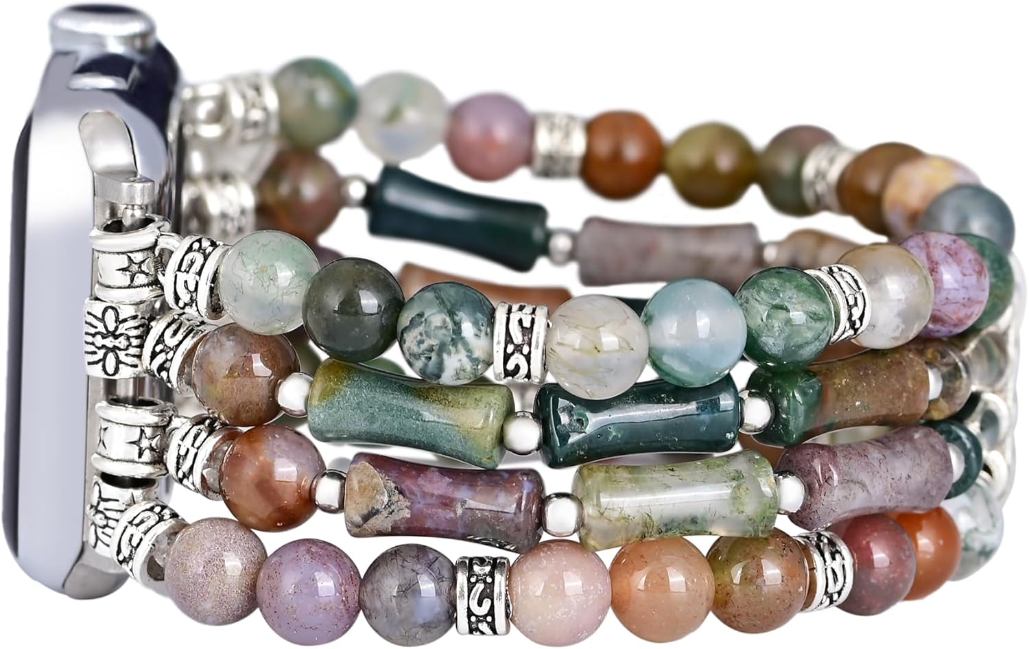 Jasper Handmade Stretch Watch Band: Boho Jasper Handmade Watch Band Bohemian Natural Stone Smartwatch Stretch Bands Compatible with Apple Watch 38mm/40mm/41mm/42mm/44mm/45mm
