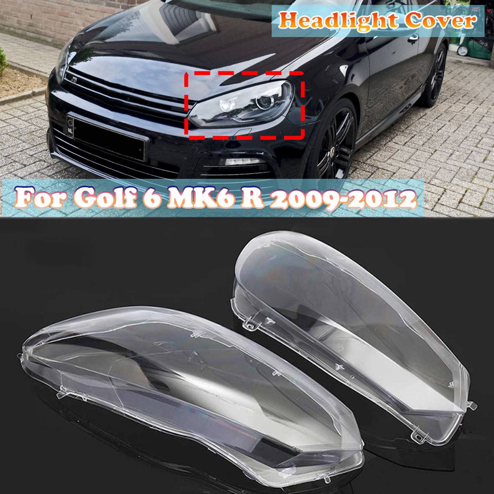 Auto Shell Lente Sostituzione Auto Trasparente Paralume per- Golf 6 MK6 R 2009-2012