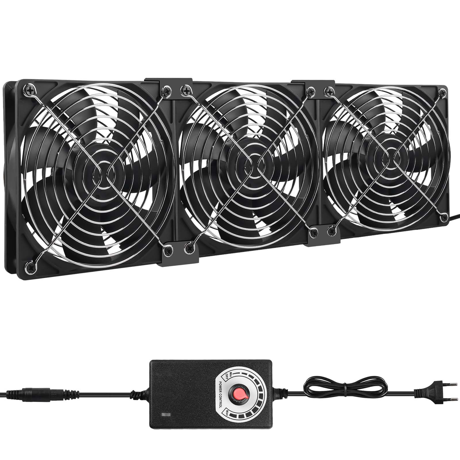 3 ventiladores para caja de 120mm: conjunto de ventiladores de PC silenciosos con control de velocidad, ventiladores axiales 12V/220V para refrigeración, ventiladores silenciosos para ordenador