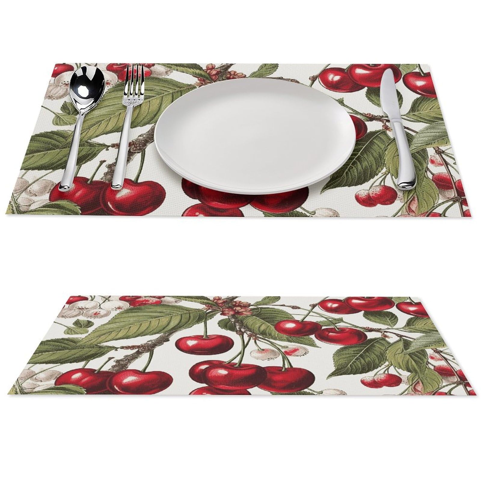 Sets de table en PVC lavables résistants chaleur motif cerises de cuisine
