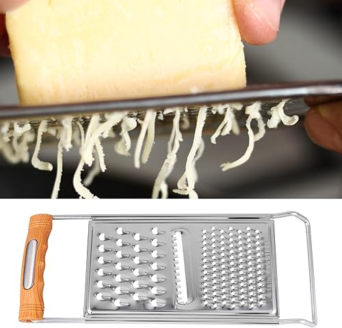 Miniatura 4 de Rallador de queso 3 en 1, cortador de mandolina, 2 piezas de acero inoxidable, cortador de verduras, triturador de juliana con mango de agarre
