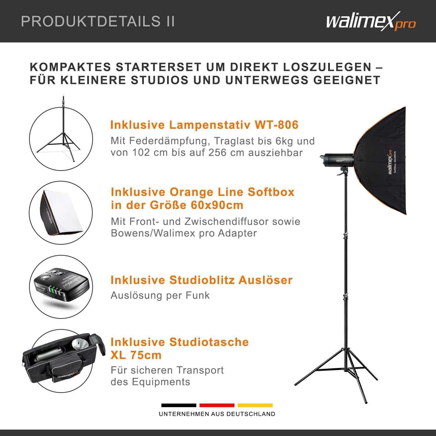 Dimensions of Walimex Pro Campaigner 600 HS Studio Flash