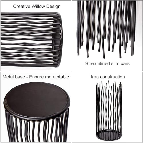 Miniatura 6 de Juego de 3 portavelas de pilar de sauce de alambre de metal, juego creativo de portavelas de jaula de alambre para decoración de chimenea, 81012