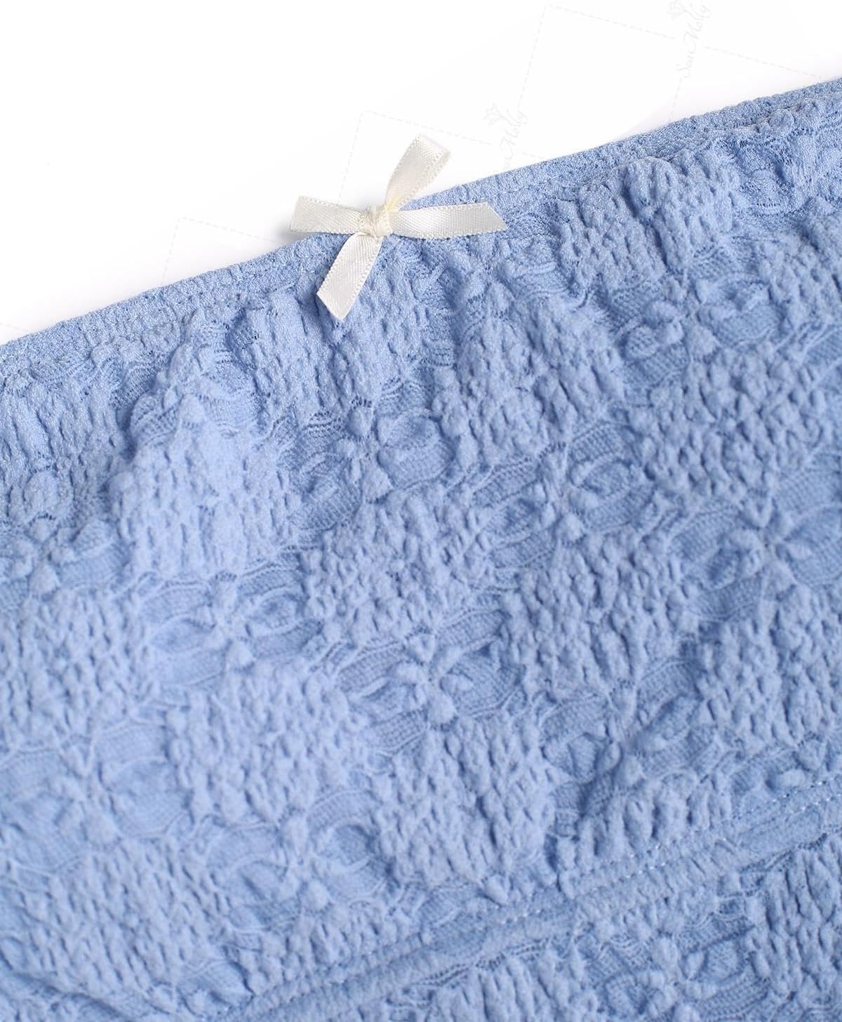 seamoly Lace Asymmetrical Slit Bowknot Decor Tie Side Tankini Set - Image 3