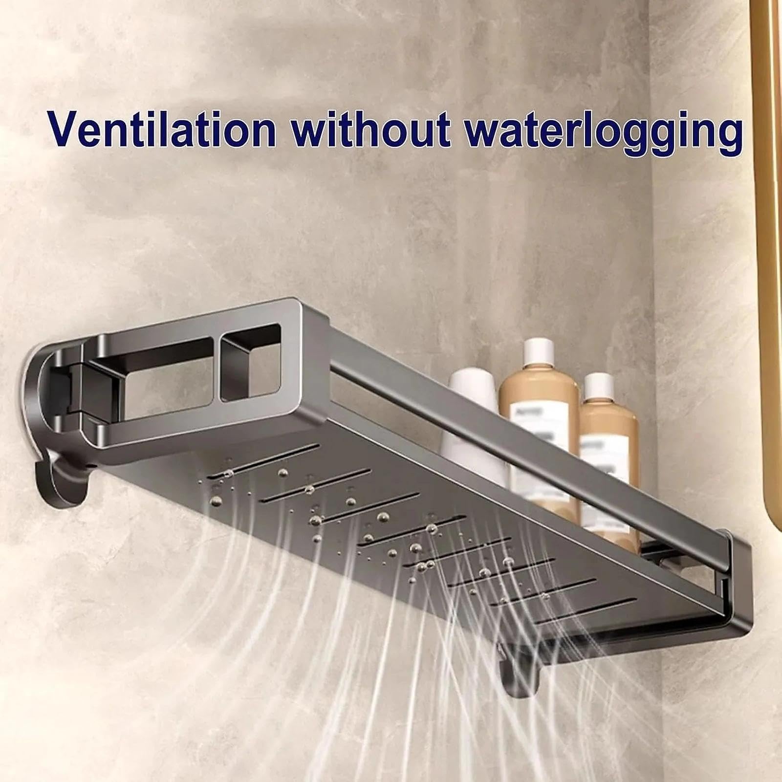Organizador de estante de ducha con ventosa, sin taladro, resistente al óxido, para almacenamiento de baño y cocina con ganchos y varillas, diseño extraíble de 50 cm para un fácil acceso