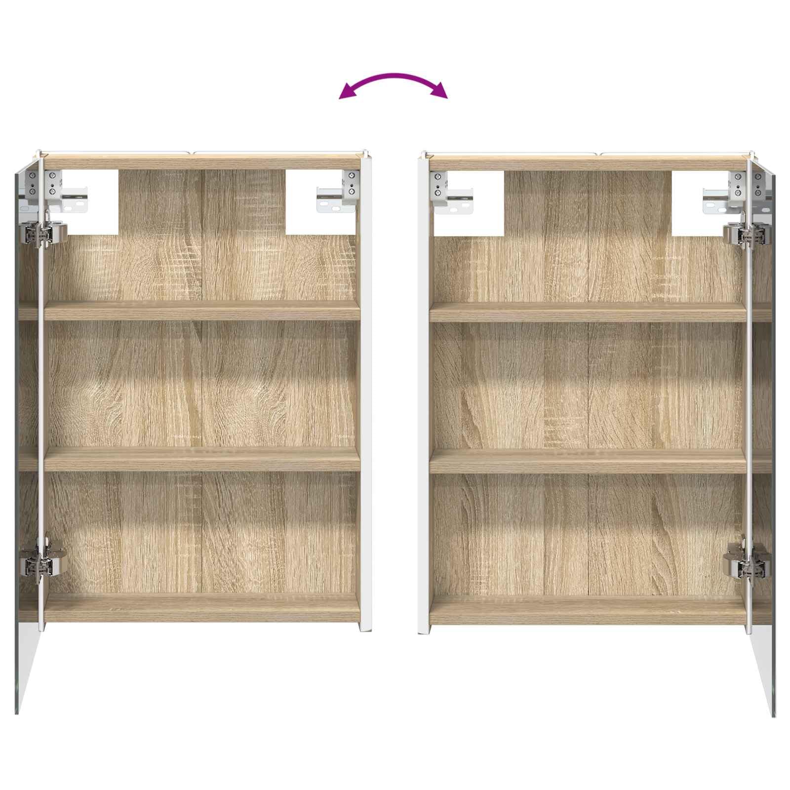 Szafka łazienkowa z lustrem Sonoma dąb z materiału drewnopochodnego 43 x 11,5 x 60,5 cm z oświetleniem LED, montaż na ścianie, regulowane regały, miejsce do przechowywania