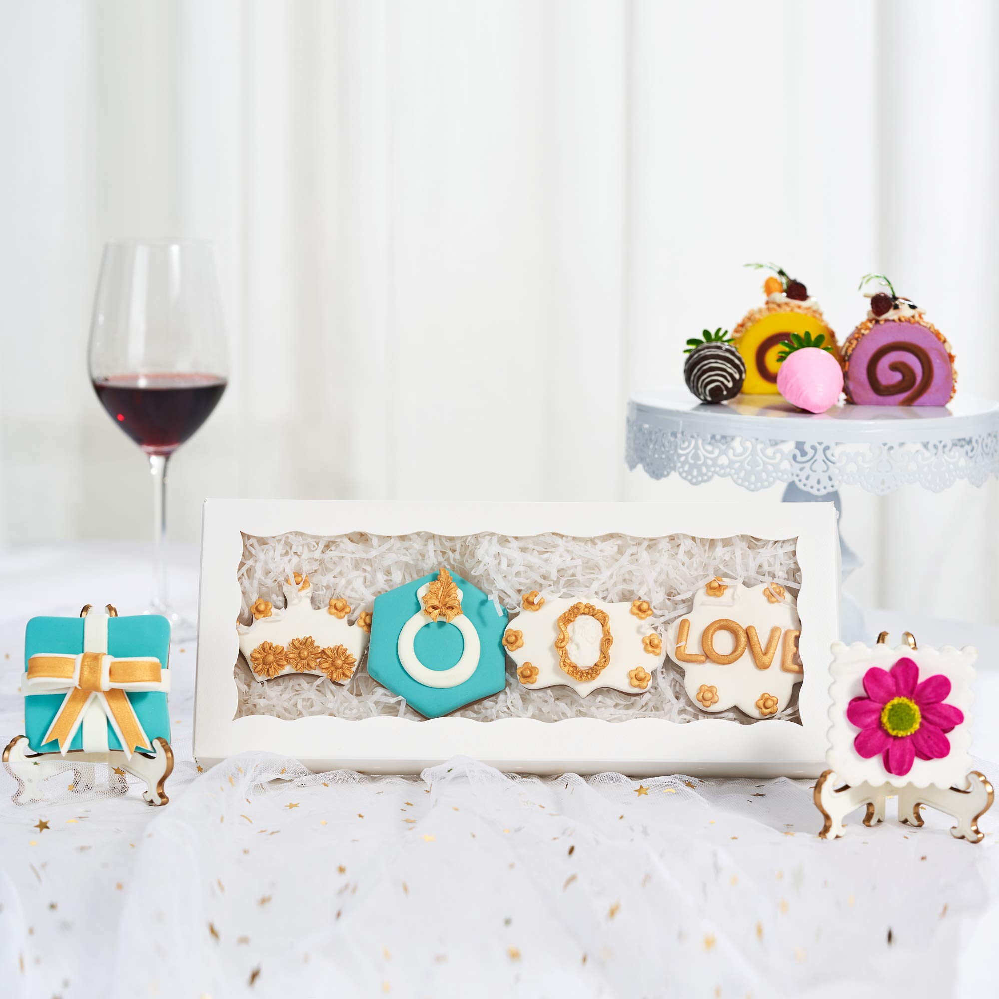 Confezione da 50 scatole per biscotti di prima qualità, 30,5 x 12,7 x 3,8 cm, mini scatole di fragole, scatola da forno per biscotti di festa