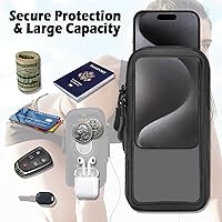 Vista 3 de Soporte para teléfono para correr, caminar y entrenar – Brazalete ajustable para iPhone y teléfonos celulares – Bolsa cruzada transparente