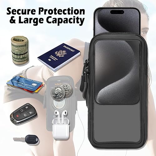 Miniatura 3 de Soporte para teléfono para correr, caminar y entrenar  Brazalete ajustable para iPhone y teléfonos celulares  Bolsa cruzada transparente para