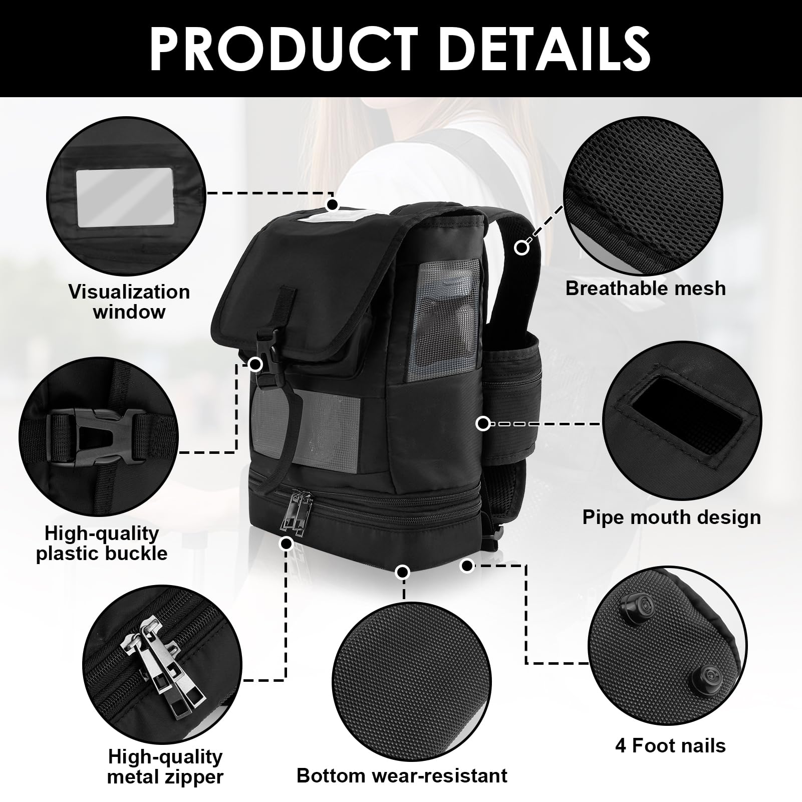 Mochila concentrador de oxígeno actualizada compatible con Inogen One G5 e Inogen Rove 6, dispositivo de oxígeno portátil ultra ligero portátil bolsa de malla para viajes al aire libre, Negro