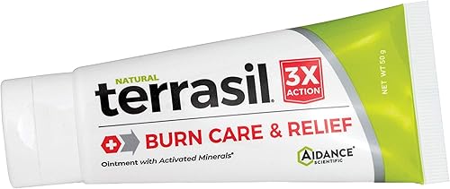 Crema para quemaduras de Terrasil, crema de primeros auxilios para después del sol, quemaduras menores, alivio de quemaduras solares, 1.76 oz