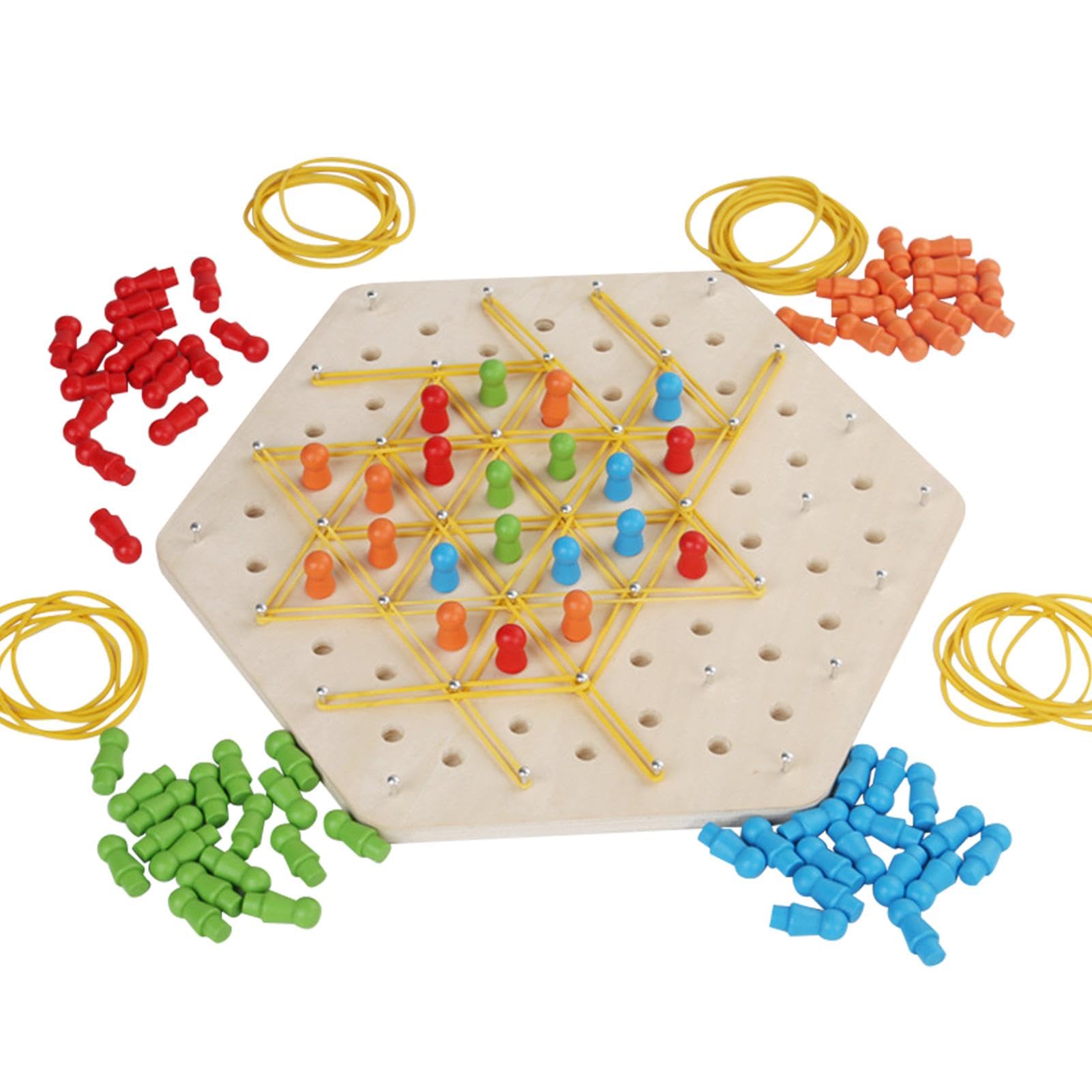 Jeu Triggle - Échecs Triangulaires Avec élastiques En Bois, Jeu De Stratégie Pour 2 à 4 Joueurs, à Partir De 3 Ans - 7