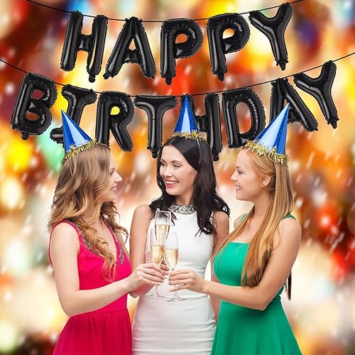 Miniatura 7 de Cartel de globos de feliz cumpleaños, decoración de fiesta, 16 pulgadas, papel de aluminio 3D inflable, juego de letras colgantes, decoración de