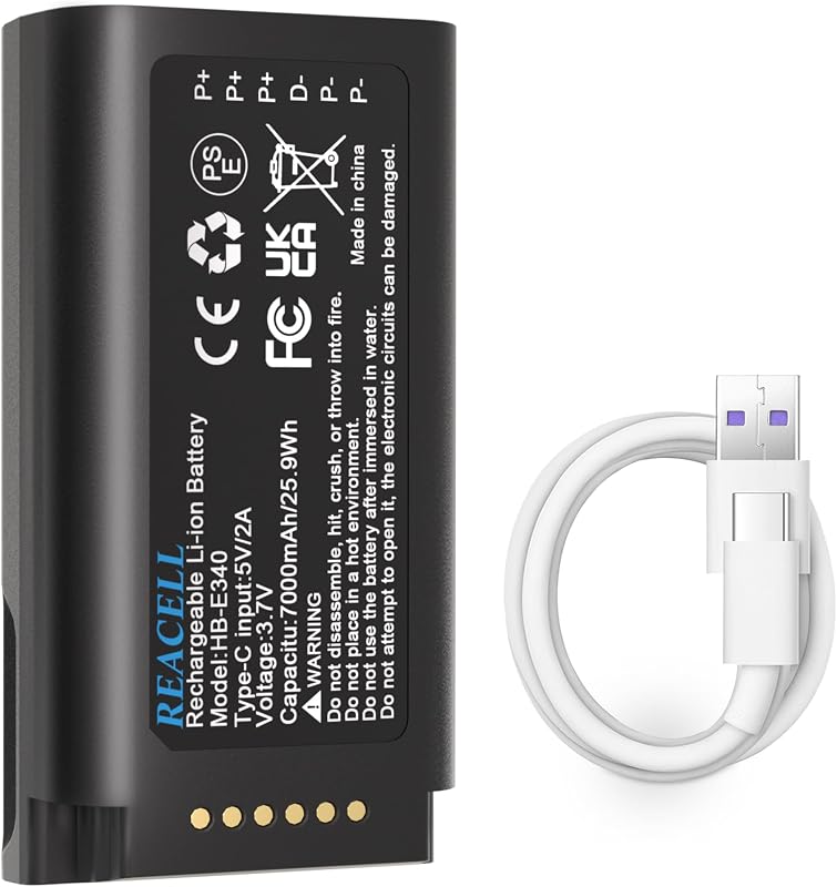 E340 Battery Compatible with eufy Video Doorbell E340 | 7000mAh High Capacity Replacement for eufy E340 Doorbell Battery, Includes USB-C Charging Cable