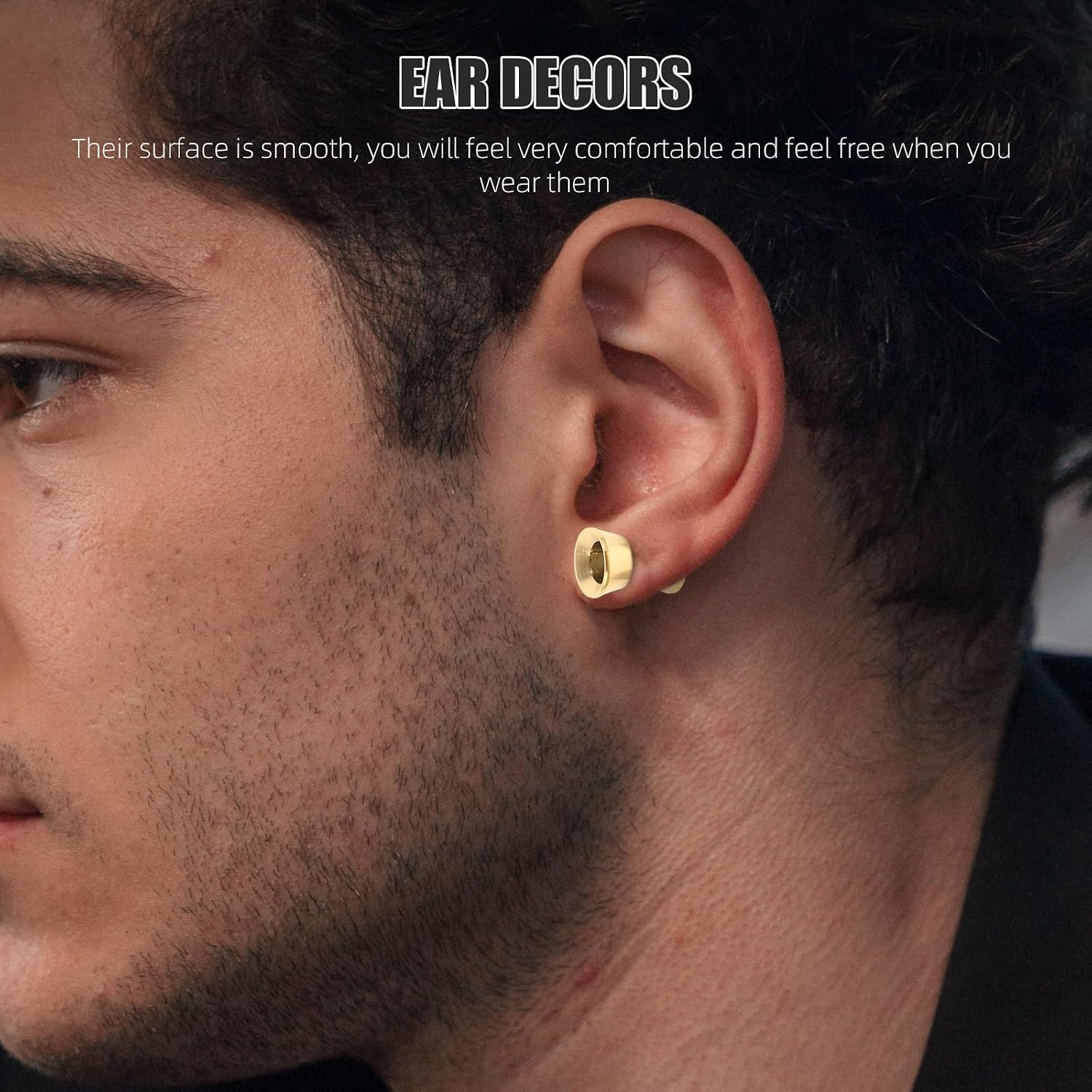 6pcs Stainless Steel Ear Gauges Golden Simple Stylish Ear Tunnel Plugs