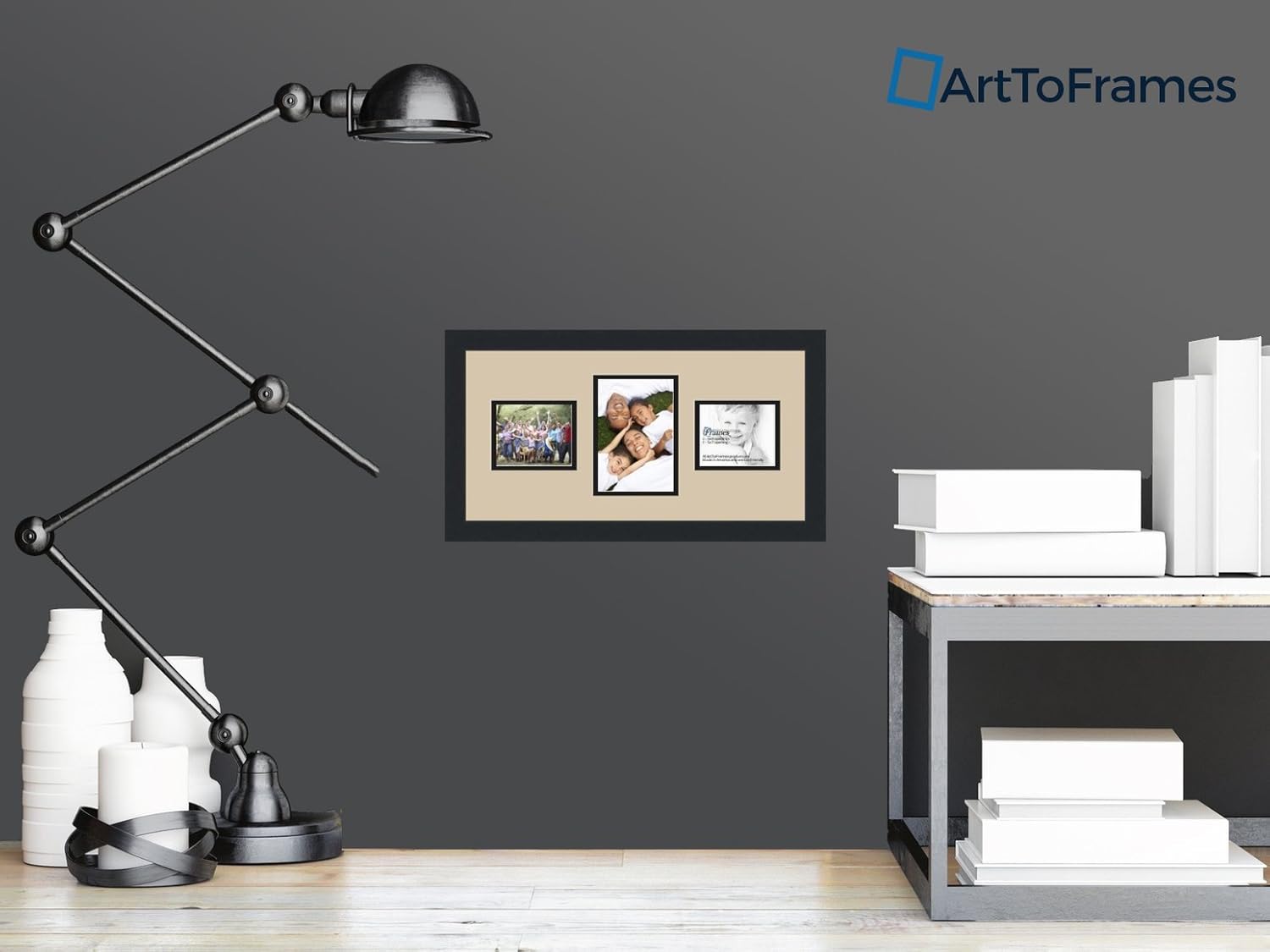 ArtToFrames Collage Photo Frame Double Mat with 1-5x7 and 2-4x5 Openings and Satin Black Frame