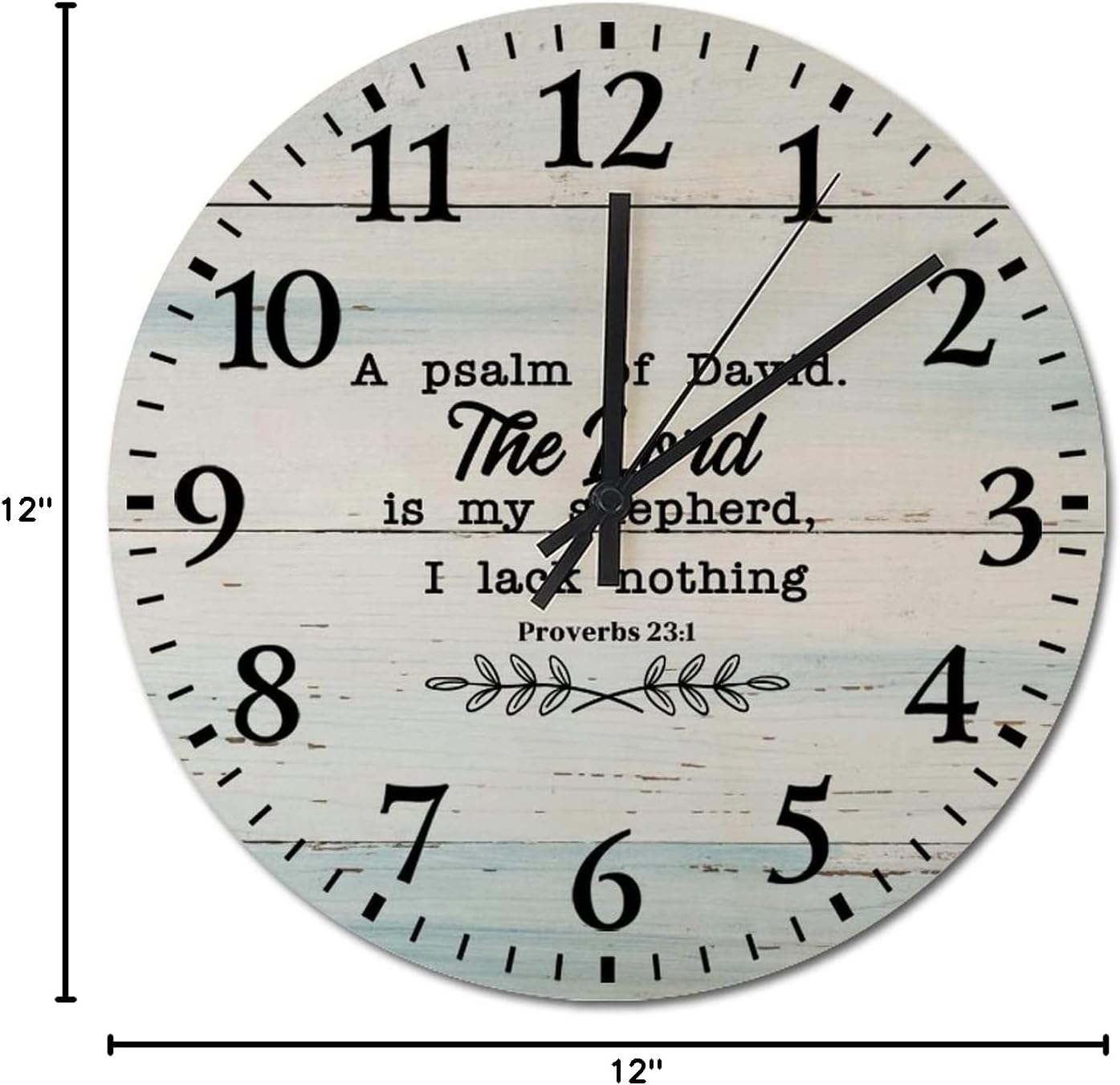 Wall Clock The Lord is My Shepherd, I Lack Nothing Silent Non-Ticking Wall Clocks Wall Clock Wooden Round Decorative Clocks Home Decor Round Wall Clock 12 inch Modern Wall Clock